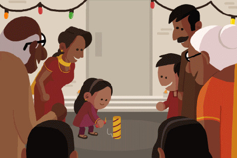Family lighting crackers safely